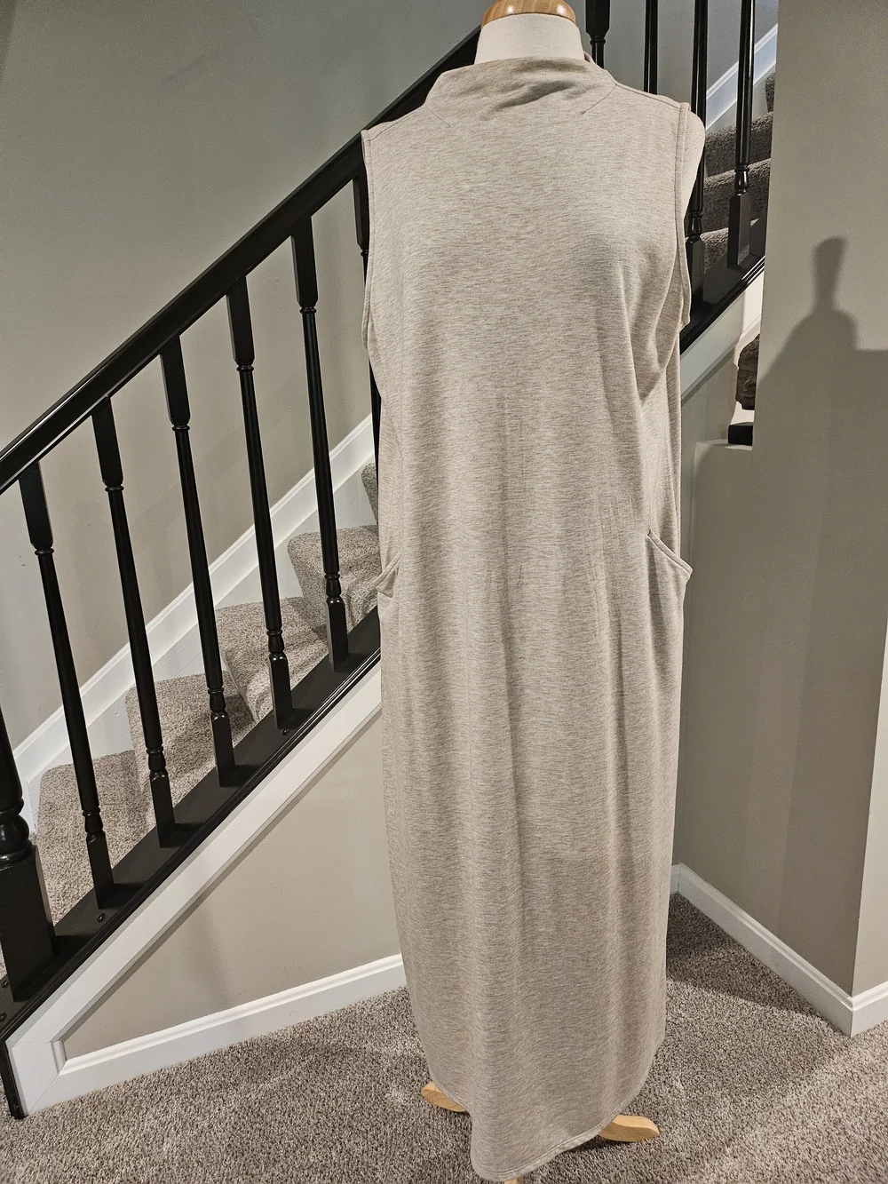 Pure J Jill Women’s Oatmeal/Taupe Mock Neck Maxi Sleeveless Dress (Size XL)